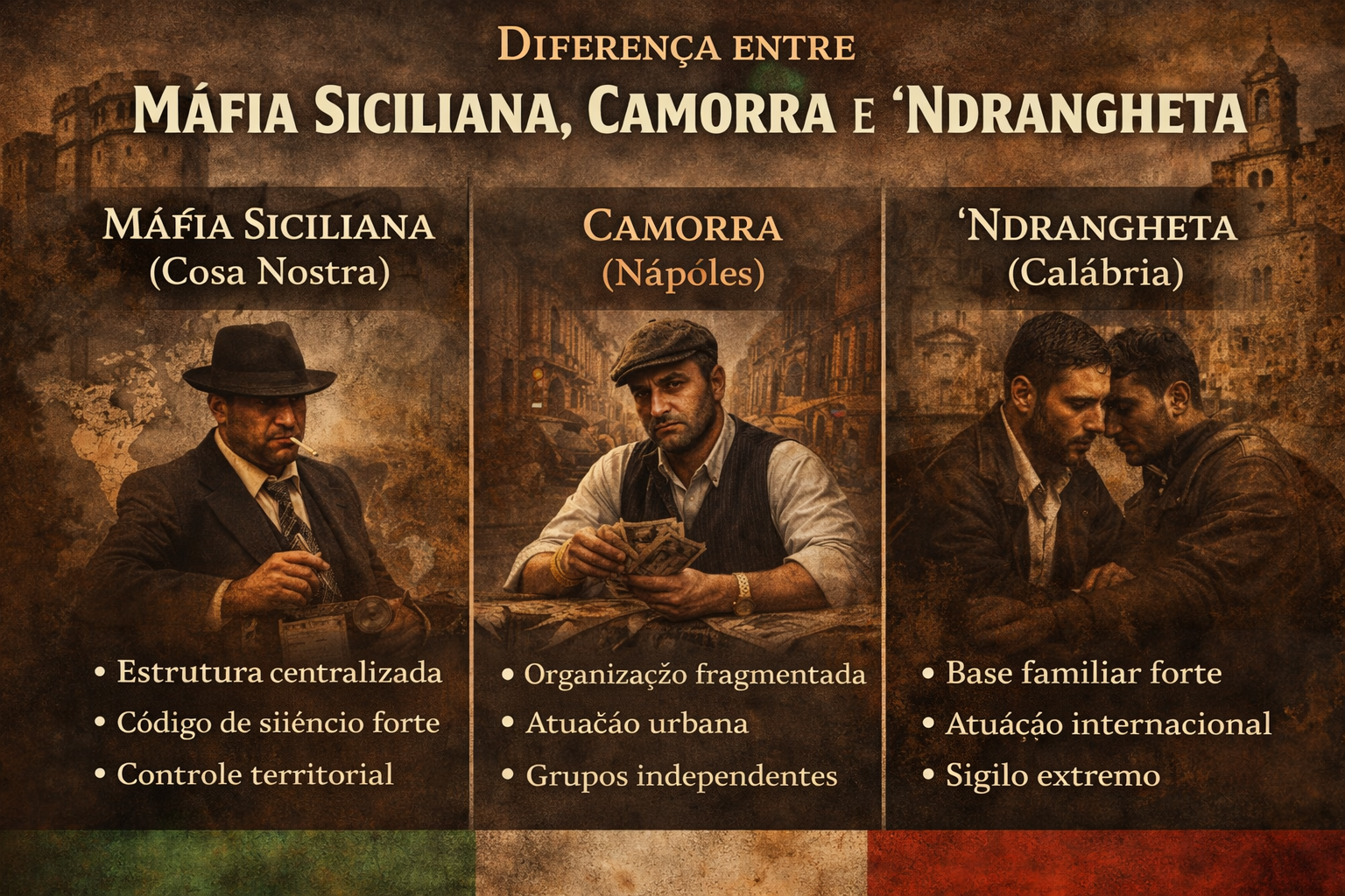 Diferença entre Máfia Siciliana, Camorra e 'Ndrangheta